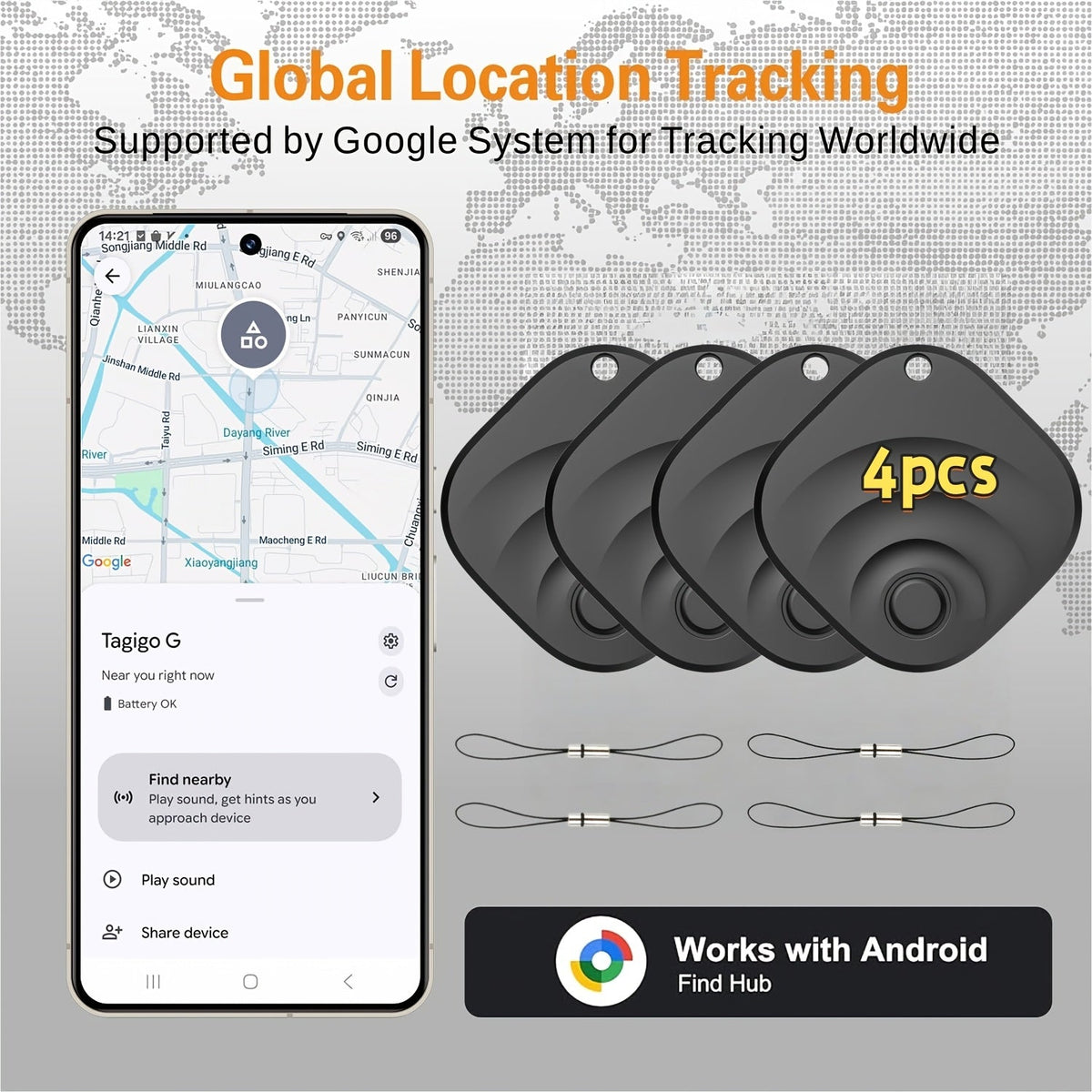 Traceur d'objets intelligent Bluetooth WeTag, mini localisateur GPS 1,43" pour clés, portefeuille, bagages, voiture, sacs – Alarme à haut décibel, contrôle par application – Pack de 1/2/4/8 – Cadeau pour voyageurs