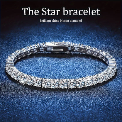 Bracelet tennis en argent sterling 925 avec moissanite 5 mm, 0,5 carat, bijou de luxe étincelant, cadeau pour anniversaire de mariage, anniversaire, 4 tailles