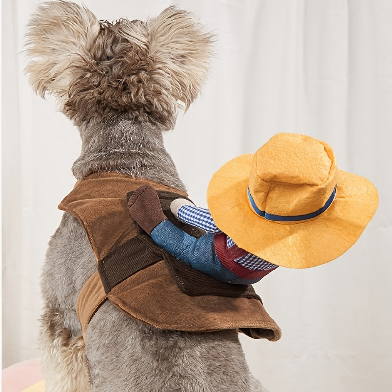 Costume de cowboy cavalier pour chien pour Halloween – Déguisement amusant et original pour golden retriever, caniche et chiens de taille moyenne à grande, tenue de fête d'Halloween pour chien