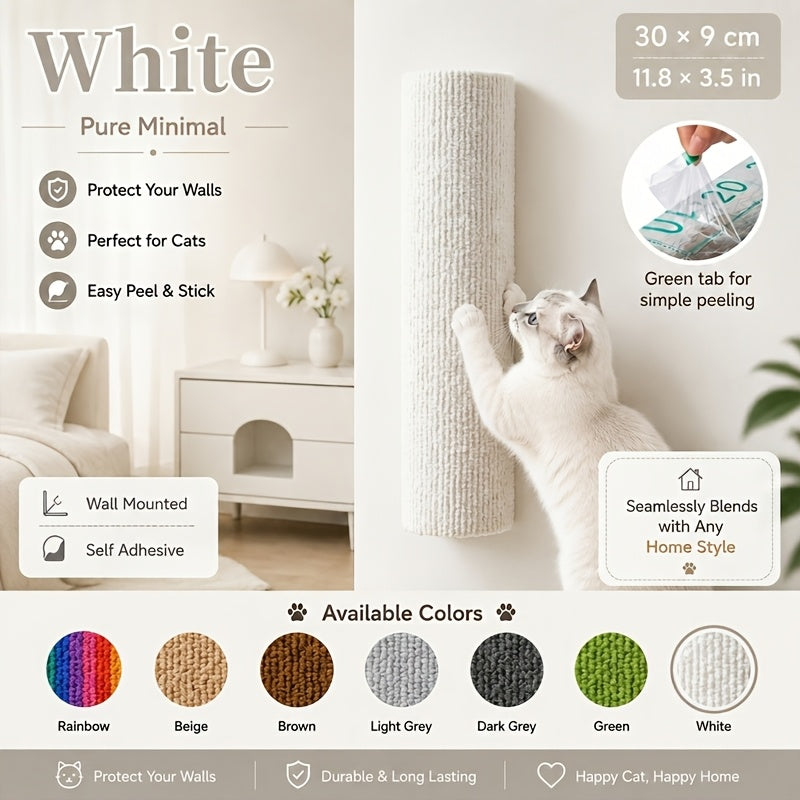 Poteau à griffer mural pour chat – Griffoir cylindrique en sisal autocollant, assemblage combiné horizontal et vertical, accessoire gain de place pour l'entretien des griffes des chats d'intérieur, 6 couleurs