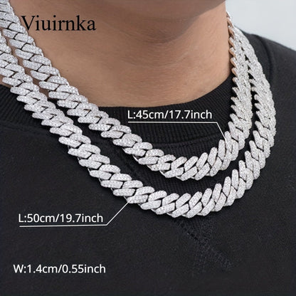Collier chaîne maille cubaine pour homme style hip-hop avec incrustation de pierres synthétiques – Tons argent et or, 45 cm / 50 cm, coffret cadeau inclus, bijou audacieux pour toutes les occasions