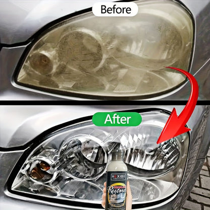 Kit de restauration de phares 250 ml - Liquide nettoyant pour phares de voiture, élimine l'oxydation, le jaunissement et le voile, agent de rénovation avec revêtement cristallin pour optiques en plastique, restaure la clarté de 6 à 10 phares