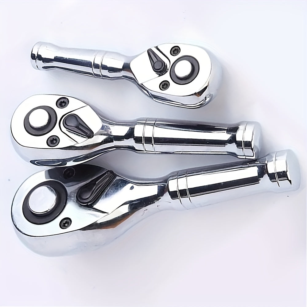Jeu de clés à cliquet rapide 72 dents – Clé à douille compacte bidirectionnelle à manche court pour réparation automobile – 3 tailles d'entraînement 1/4", 3/8", 1/2" – Outil à cliquet à libération rapide pour mécanicien automobile et camion