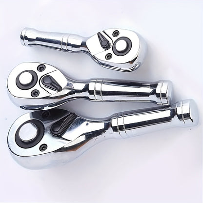 Jeu de clés à cliquet rapide 72 dents – Clé à douille compacte bidirectionnelle à manche court pour réparation automobile – 3 tailles d'entraînement 1/4", 3/8", 1/2" – Outil à cliquet à libération rapide pour mécanicien automobile et camion