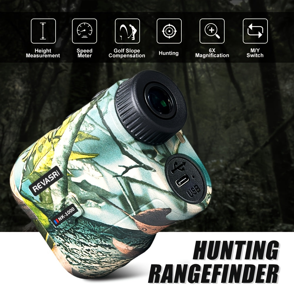 Télémètre laser monoculaire 1000 m pour le golf et les activités en plein air – Compensation de pente, verrouillage de mât, 7 modes de mesure, rechargeable par USB, design compact et léger pour la chasse et l'observation
