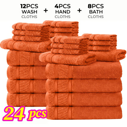 Ensemble de 12 ou 24 débarbouillettes en coton – Qualité hôtel, très absorbantes et à séchage rapide pour salle de bain, spa, salle de sport et maison, gris foncé, bleu, blanc, violet, orange