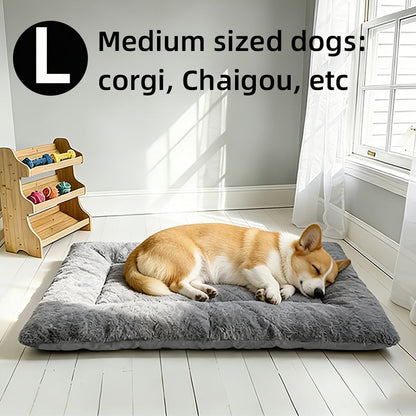 Warm Plush Dog Bed for Winter - Soft Thickened Pet Mat Kennel with Cozy Filling, Available in 3 Sizes for Small Medium Large Dogs & Cats, Indoor Pet House Sleeping Pad All-Season Comfort