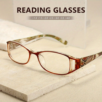 Lot de 3 paires de lunettes de lecture fleuries pour femme - Montures rectangulaires, verres haute définition, lunettes élégantes marron, bleu et violet, charnières à ressort, monture légère et confortable, idée cadeau