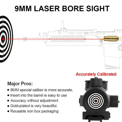Kit de réglage laser multi-calibres pour 9mm, 45ACP, 223REM, 308WIN, 380ACP, 38SPL, 12GA – Appareil de réglage laser rouge haute précision pour fusils et pistolets, installation facile, inclut 2 jeux de piles