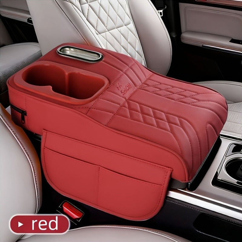 Rehausseur d'accoudoir de console centrale de voiture avec boîte à mouchoirs et porte-gobelet, organisateur de rangement, noir, beige, orange, rouge, marron, pour la plupart des voitures et SUV