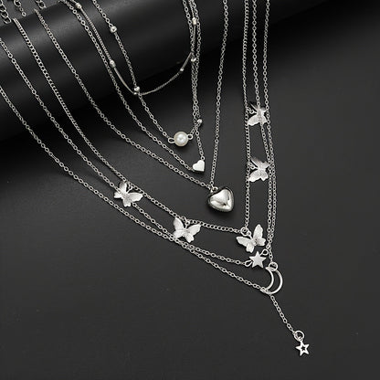 Ensemble de bijoux 108 pièces imitation perle pour femme – Bagues empilables, boucles d'oreilles, collier et bracelet à motifs géométriques, cœur, papillon, étoile, accessoires de mode automne-hiver pour fête, vacances, rendez-vous, cadeau de fête