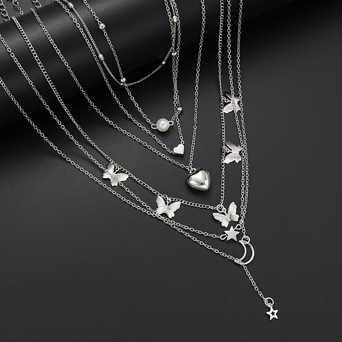 Ensemble de bijoux 108 pièces imitation perle pour femme – Bagues empilables, boucles d'oreilles, collier et bracelet à motifs géométriques, cœur, papillon, étoile, accessoires de mode automne-hiver pour fête, vacances, rendez-vous, cadeau de fête