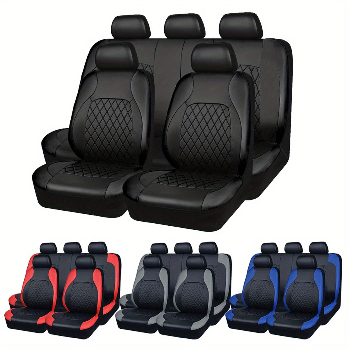 Housses de siège auto universelles en cuir synthétique, imperméables et matelassées, avec rembourrage en mousse, adaptées à toutes les saisons pour voitures, SUV et camions, gris, noir, rouge, bleu, lot de 1 ou 12 pièces