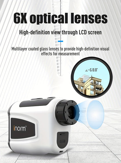 Télémètre laser de golf 1200 yards – Grossissement 6,5x, compensation de pente, verrouillage de drapeau HD, anti-vibration, rechargeable par USB, télémètre de golf haute précision à positionnement rapide, design élégant blanc