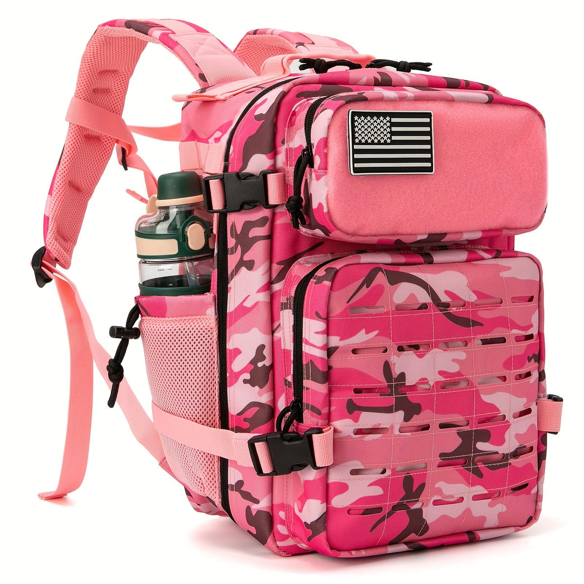 Sac à dos tactique MOLLE 25L pour ordinateur portable pour hommes et femmes – Sac militaire d'urgence, sac de randonnée avec double porte-gobelets, 9 couleurs, sac pour le bureau et les voyages en plein air