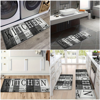 Tapis de cuisine absorbant antidérapant | Tapis de sol anti-fatigue à imprimé premium | Tapis de porte lavable pour cuisine, salle de bain, buanderie, chambre et couloir | Aspect bois et uni | Tailles multiples de 50x80 cm à 60x180 cm