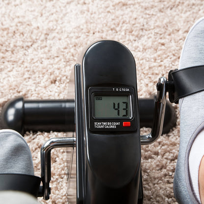 Pédalier d'appartement sous bureau avec écran LCD – Mini vélo pour exercices des bras et des jambes, appareil de sport à faible impact avec résistance réglable pour bureau à domicile, noir