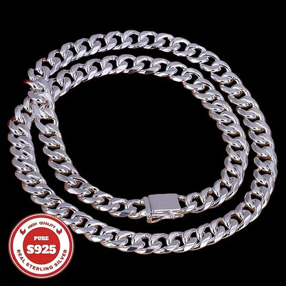 Collier chaîne cubaine pour homme en argent sterling 925 – 6 mm et 10 mm de large, 18 à 24 pouces, chaîne à maillons épais faite à la main, bijou durable pour le quotidien et les occasions spéciales
