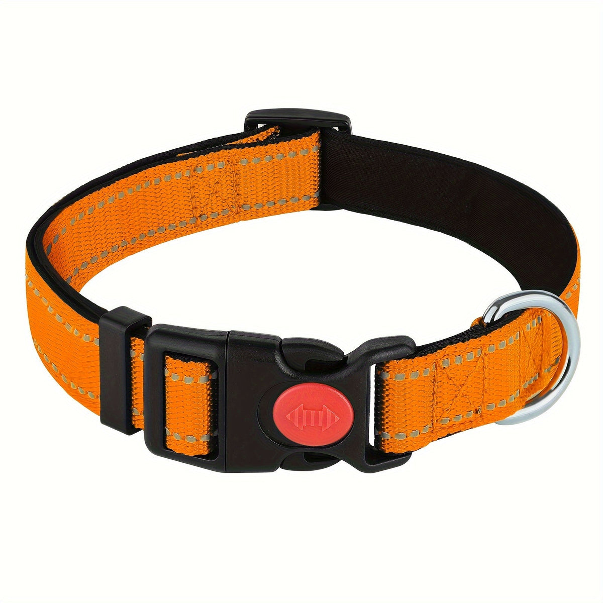 Collier pour chien réfléchissant avec boucle de sécurité verrouillable - Collier pour animal en nylon respirant, rembourré en néoprène doux et réglable pour chiens de petite, moyenne et grande taille, collier de sécurité haute visibilité nocturne