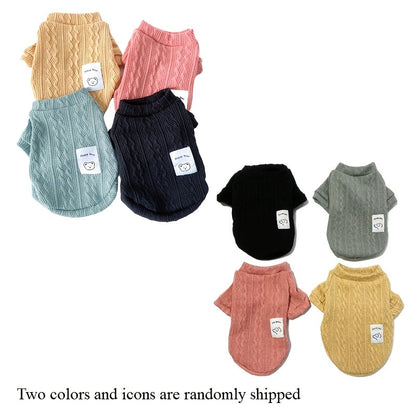Ensemble de 4 pulls pour chiens et chats - Pulls en tricot chauds automne-hiver XS-XL, lot de vêtements pour chiots et chatons aux couleurs assorties, tenue pour petits chiens, cadeau de fêtes