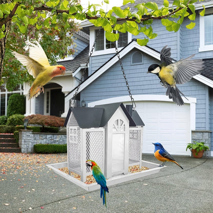 Mangeoire à oiseaux sauvage résistante aux écureuils pour extérieur – Mangeoire suspendue à grande capacité en maille métallique à 3 compartiments, résistante aux intempéries, pour cardinaux, pinsons et oiseaux de jardin, plusieurs couleurs