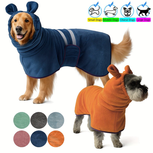 Peignoir pour chien à capuche ultra-absorbant à séchage rapide, manteau de séchage douillet pour chien après le bain, pyjama pour chien XS S M L XL XXL 3XL, 6 couleurs : bleu foncé, rose, vert, bleu clair, orange, gris