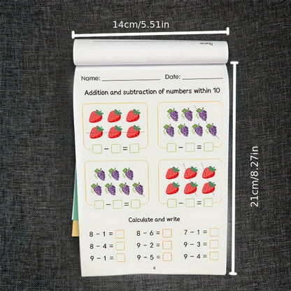 Cahier d'exercices de mathématiques pour enfants – Maternelle et pré-maternelle, 64 pages d'entraînement à l'addition et à la soustraction, cahier d'écriture pour apprendre à tracer les chiffres, apprentissage précoce pour les 3-6 ans