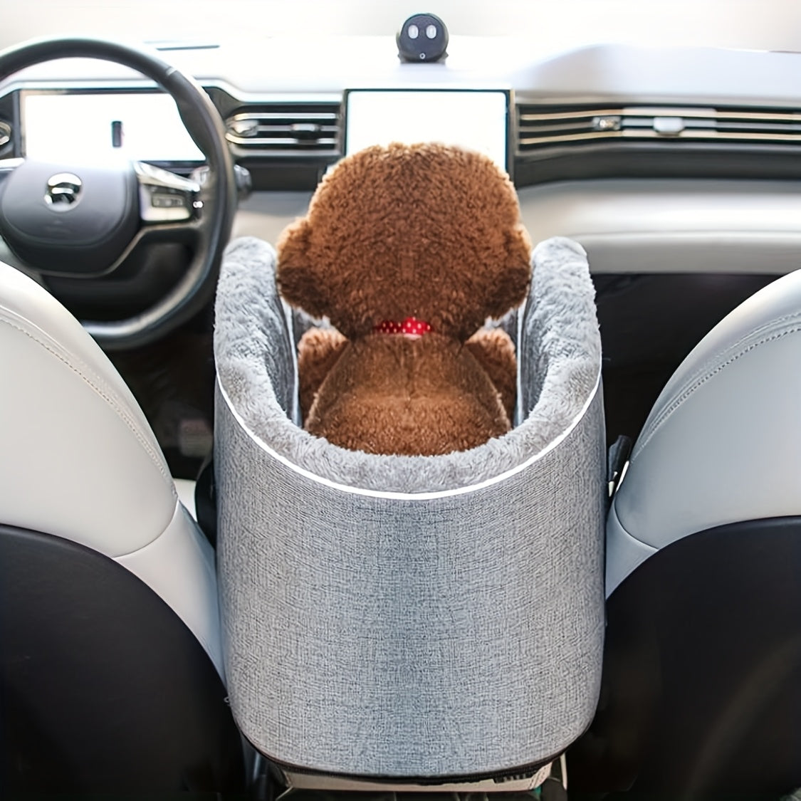 Siège rehausseur de voiture pour petits et moyens animaux – Sac de transport portable avec boucle de sécurité, vue surélevée, construction en polyester pour chiens et chats en voiture