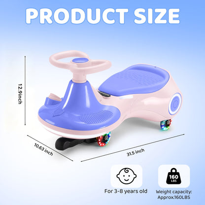 Voiture à bascule 2 en 1 rechargeable, jouet à pédales, 2 vitesses, système anti-renversement, roues lumineuses, capacité de 59 kg (130 lb), pour enfants de 3 ans et plus, cadeau d'anniversaire, de Noël ou d'Halloween, Violet Jaune Rouge