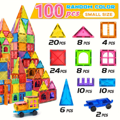 Magnetic Building Blocks for Kids 40/100pcs – STEM Educational Magnetic Tiles Stacking Puzzle Playset, Sensory Learning Toys, Creative Construction Gift for Boys Girls Toddlers Ages 3+, Random Colors