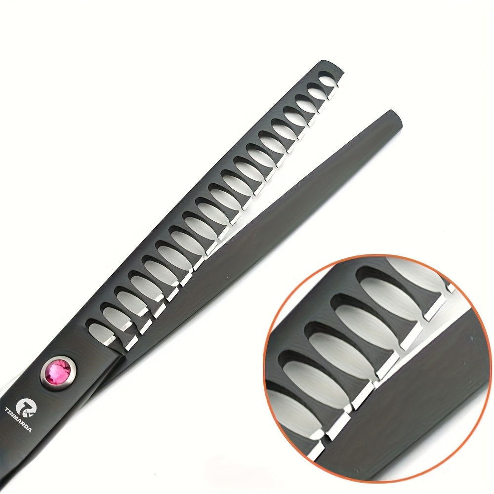 Set de 4 ciseaux professionnels de toilettage pour chien de 7 pouces, incluant ciseaux droits, sculpteurs, courbes et effileurs avec peigne et étui, en acier inoxydable 6CR, tranchants et durables, noirs