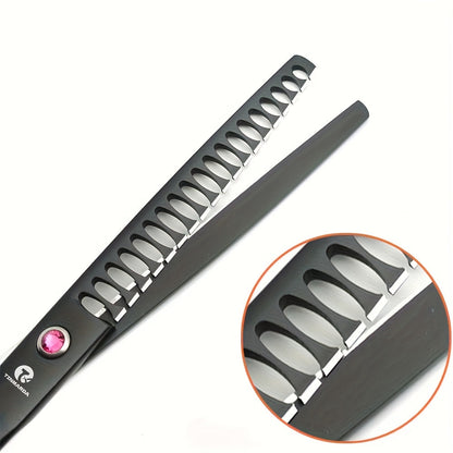 Set de 4 ciseaux professionnels de toilettage pour chien de 7 pouces, incluant ciseaux droits, sculpteurs, courbes et effileurs avec peigne et étui, en acier inoxydable 6CR, tranchants et durables, noirs