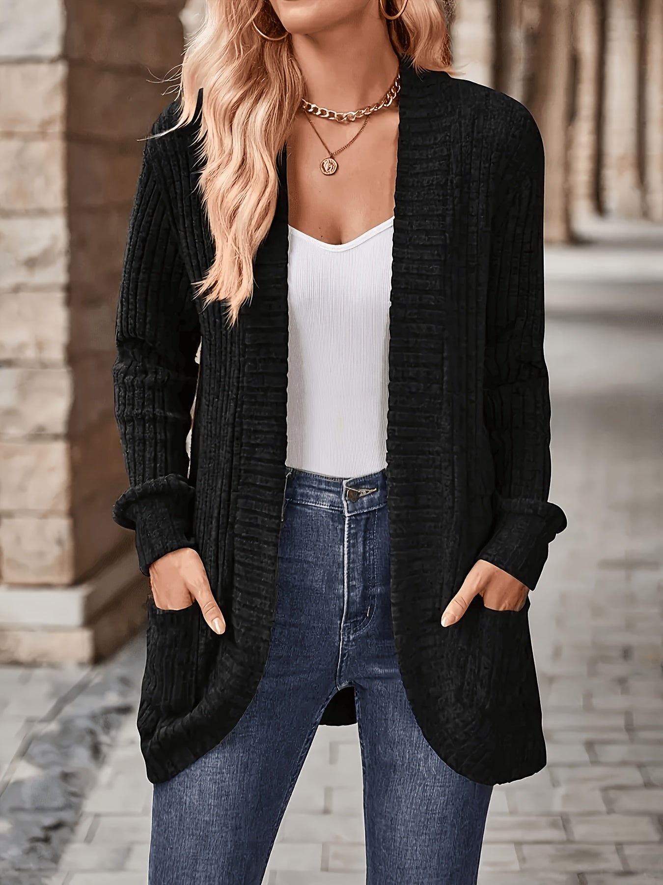 Women's Loose Casual Long Sleeve Blouse Solid Color Pocket Splicing Relaxed Fit Top 10 Colors S-XXL Spring Fall Everyday Wear
