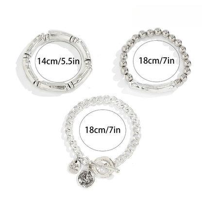 Lot de 3 bracelets joncs épais en argent 925 pour femme – Bracelets statement audacieux, style hip-hop et punk, empilables, plaqué argent, parure superposée pour toutes les occasions