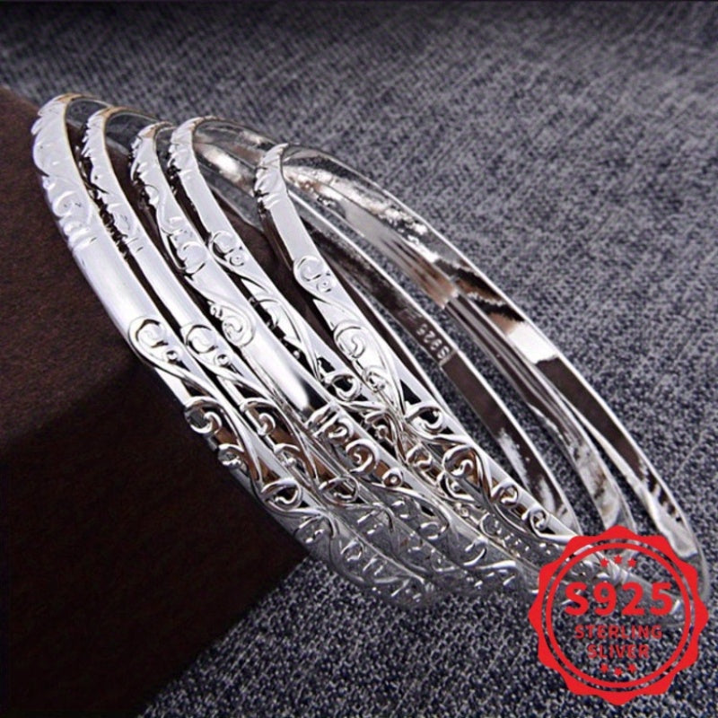 Lot de 5 bracelets géométriques en argent sterling 925 pour femme – Bijoux minimalistes empilables hypoallergéniques, cadeau idéal pour la fête des mères et le quotidien