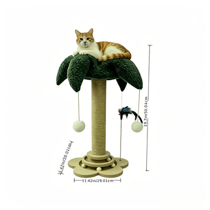 Ensemble de poteau à griffer en sisal pour chat avec chapeau de clown, griffoir vertical et structure d'escalade – Jouet griffoir résistant à l'usure avec baguette à taquiner pour chats d'intérieur et chatons, forme millet et forme tortue