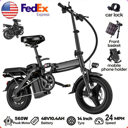 Urban Commuter Electric Scooter & Folding E-Bike 560W Peak Motor 48V Up to 35 Miles Range 330lbs Capacity – 15 to 24.5MPH City Commute E-Scooter for Adults