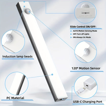 Éclairage de placard LED à détecteur de mouvement, intensité variable, rechargeable par USB-C – Température de couleur réglable (blanc et chaud), 3 modes, fixation magnétique pour cuisine, placard, chambre, escalier et bureau, 10/20/30 cm