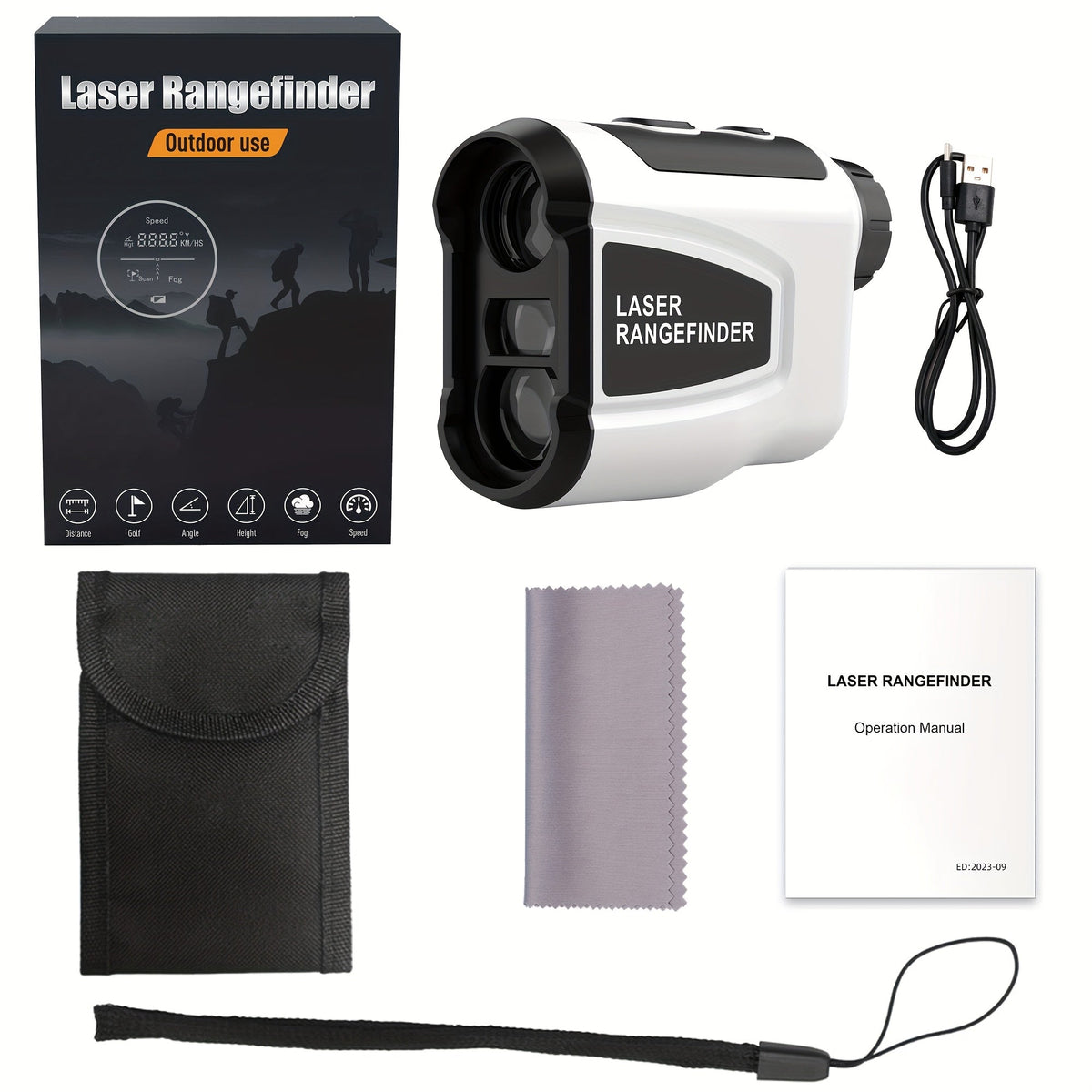 Télémètre laser de golf 1200 yards, grossissement 6x, commutateur de pente, vibration par impulsion, verrouillage de cible, compensation de trajectoire, rechargeable par USB-C pour le golf et la chasse