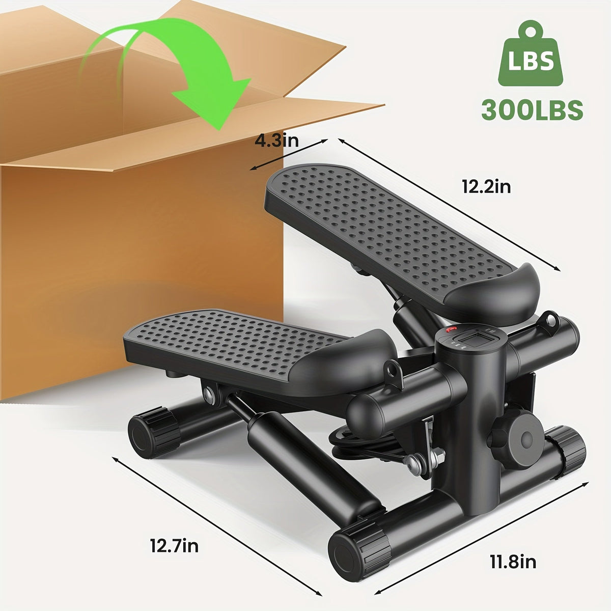 Mini stepper avec bandes de résistance – Stepper d'appartement portable pour entraînement à domicile, capacité de 135 kg, appareil de cardio complet pour jambes et bras