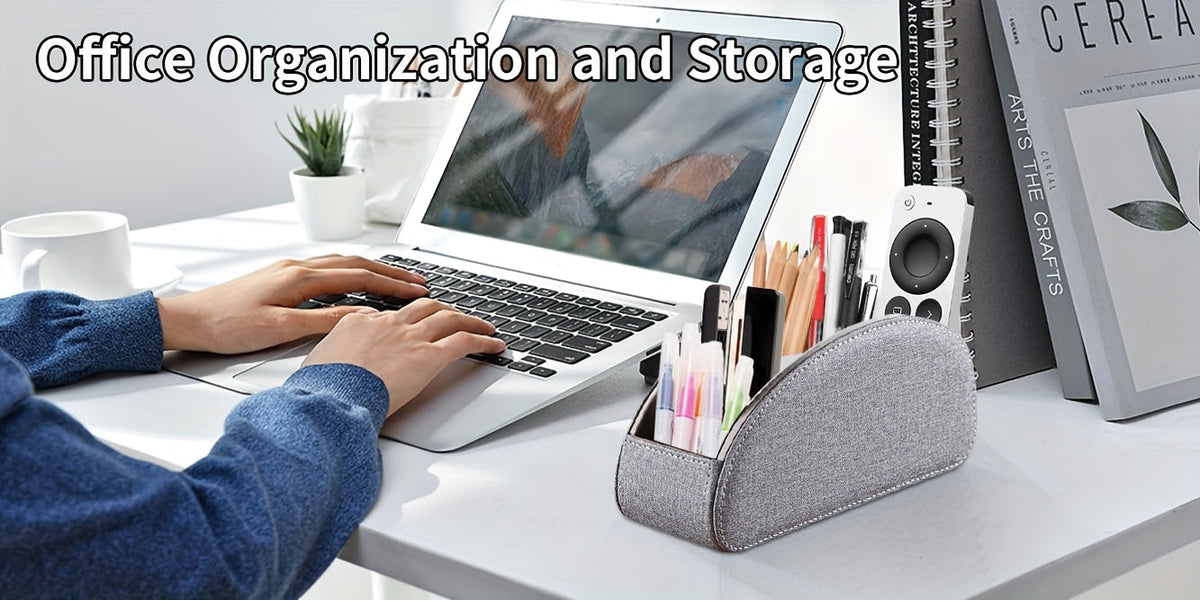 Support de télécommande à 5 compartiments, organisateur de bureau en similicuir pour salon, permet de ranger télécommandes TV, stylos, lunettes, pinceaux de maquillage, fournitures de bureau, boîte de rangement décorative pour la maison