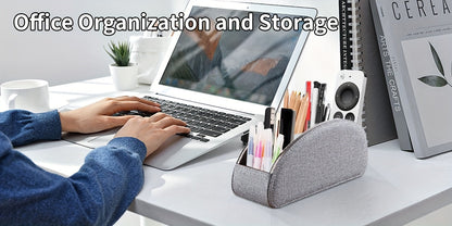 Support de télécommande à 5 compartiments, organisateur de bureau en similicuir pour salon, permet de ranger télécommandes TV, stylos, lunettes, pinceaux de maquillage, fournitures de bureau, boîte de rangement décorative pour la maison