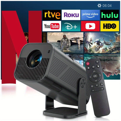 Projecteur intelligent portable avancé AMOVFILM, Wi-Fi 6 et décodage vidéo 4K, résolution native 1080p, Android 11 intégré, projecteur pour cinéma maison et cinéma en plein air, mise en miroir d'écran mobile, couleurs multiples