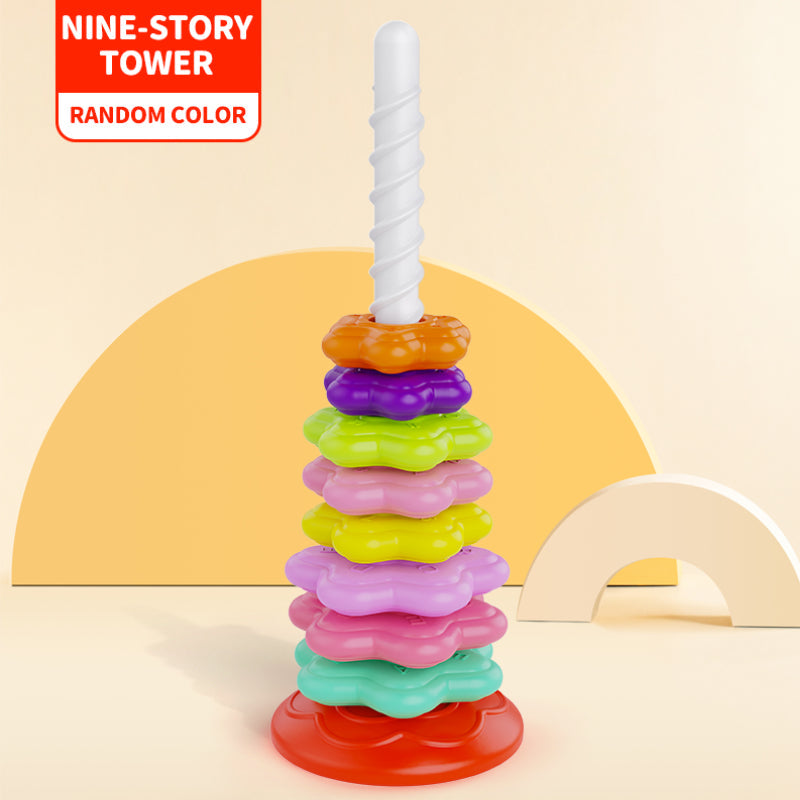 Tour à empiler rotative arc-en-ciel pour tout-petits – Jeu d'anneaux à empiler de 10 pièces pour la reconnaissance des couleurs et le développement cognitif | Jouet éducatif STEM multicolore pour enfants de 1 à 3 ans