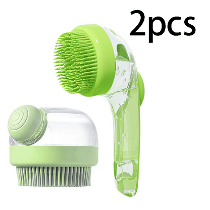 Kit de brosse de bain pour chien 2 pièces - Distributeur de shampoing en silicone souple et brosse à dents à doigt pour chats et chiens, brosse de bain de massage pour poils longs et courts, poils doux et délicats, cadeau de toilettage pour animaux