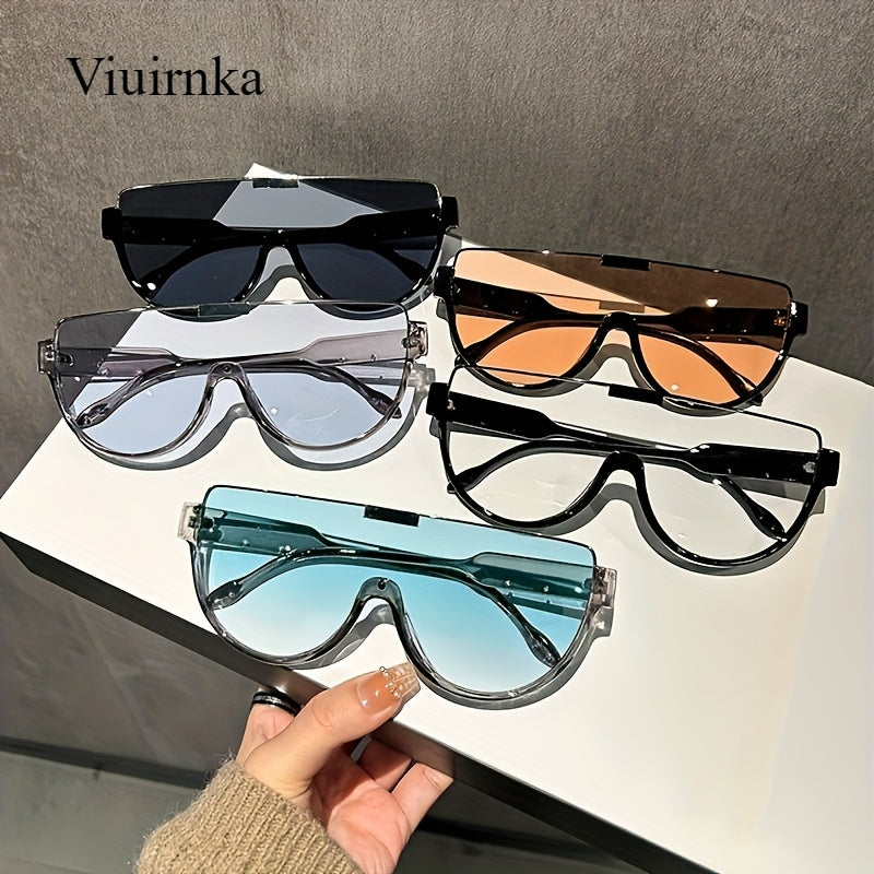 Lunettes de soleil semi-circulaires surdimensionnées pour hommes et femmes – Protection UV, verres anti-reflets, 5 couleurs – Lunettes unisexes tendance pour les voyages, la plage et le quotidien