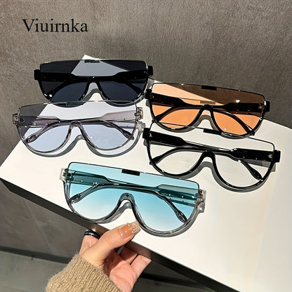 Lunettes de soleil semi-circulaires surdimensionnées pour hommes et femmes – Protection UV, verres anti-reflets, 5 couleurs – Lunettes unisexes tendance pour les voyages, la plage et le quotidien