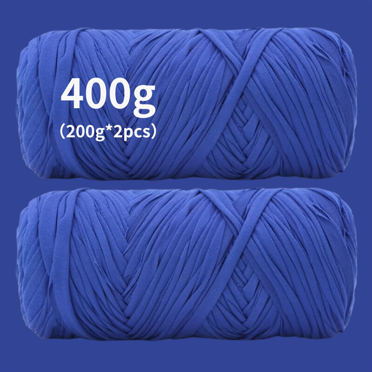 Fil de coton pour t-shirt 400 g (2 x 200 g) mélange de coton épais en 49 couleurs – Fil épais et doux pour paniers au crochet, sacs, tapis, projets de macramé et tricot – Fil de loisirs créatifs idéal pour les débutants