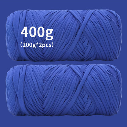 Fil de coton pour t-shirt 400 g (2 x 200 g) mélange de coton épais en 49 couleurs – Fil épais et doux pour paniers au crochet, sacs, tapis, projets de macramé et tricot – Fil de loisirs créatifs idéal pour les débutants
