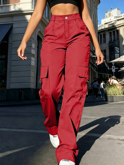 Women's High-Waist Cargo Jogger Pants Quick-Dry Lightweight Drawstring Waist Multi-Pocket Casual Wide-Leg Trousers for Women XS-XXL 7 Colors